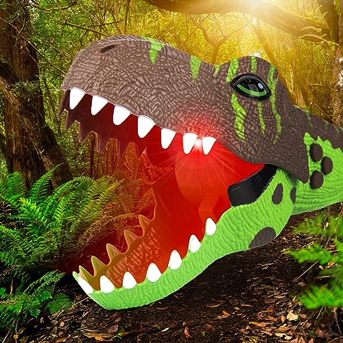 Dino Grabber Toy for Kids with Lights & Sounds, Dinosaur Chomper with 3 Roaring Sounds and Red LED Light in Mouth, Batteries Included