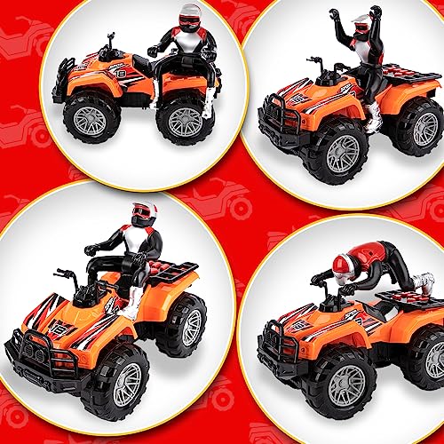 Light Up ATV Toy with Sounds - 10 Inch Toy Four Wheeler with Headlights, Sounds, and Button Activated Motion