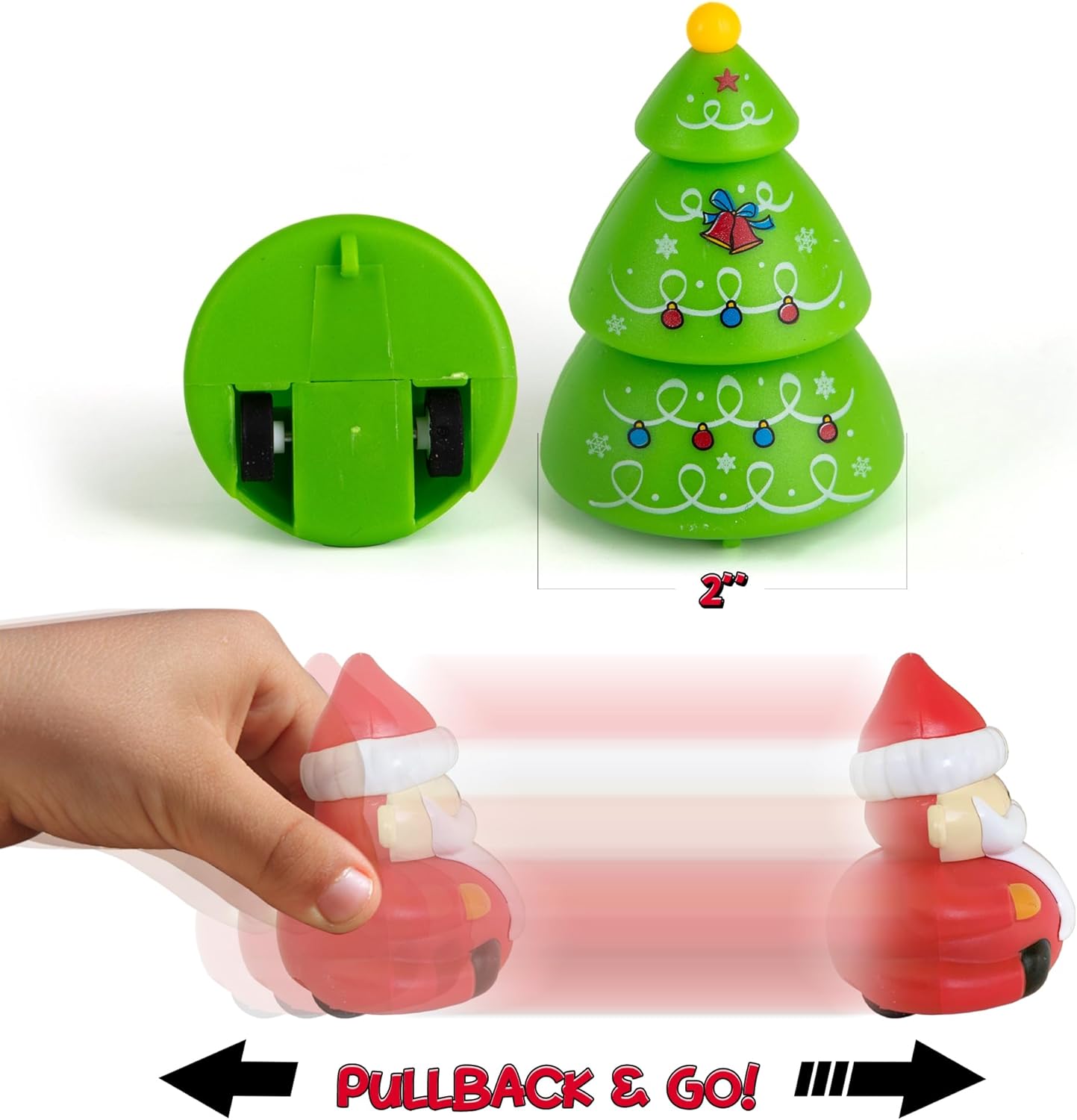 Christmas Pull Back Cars - Set of 6 Pull Back Cars - Pull Back Toys for Kids in Xmas Designs