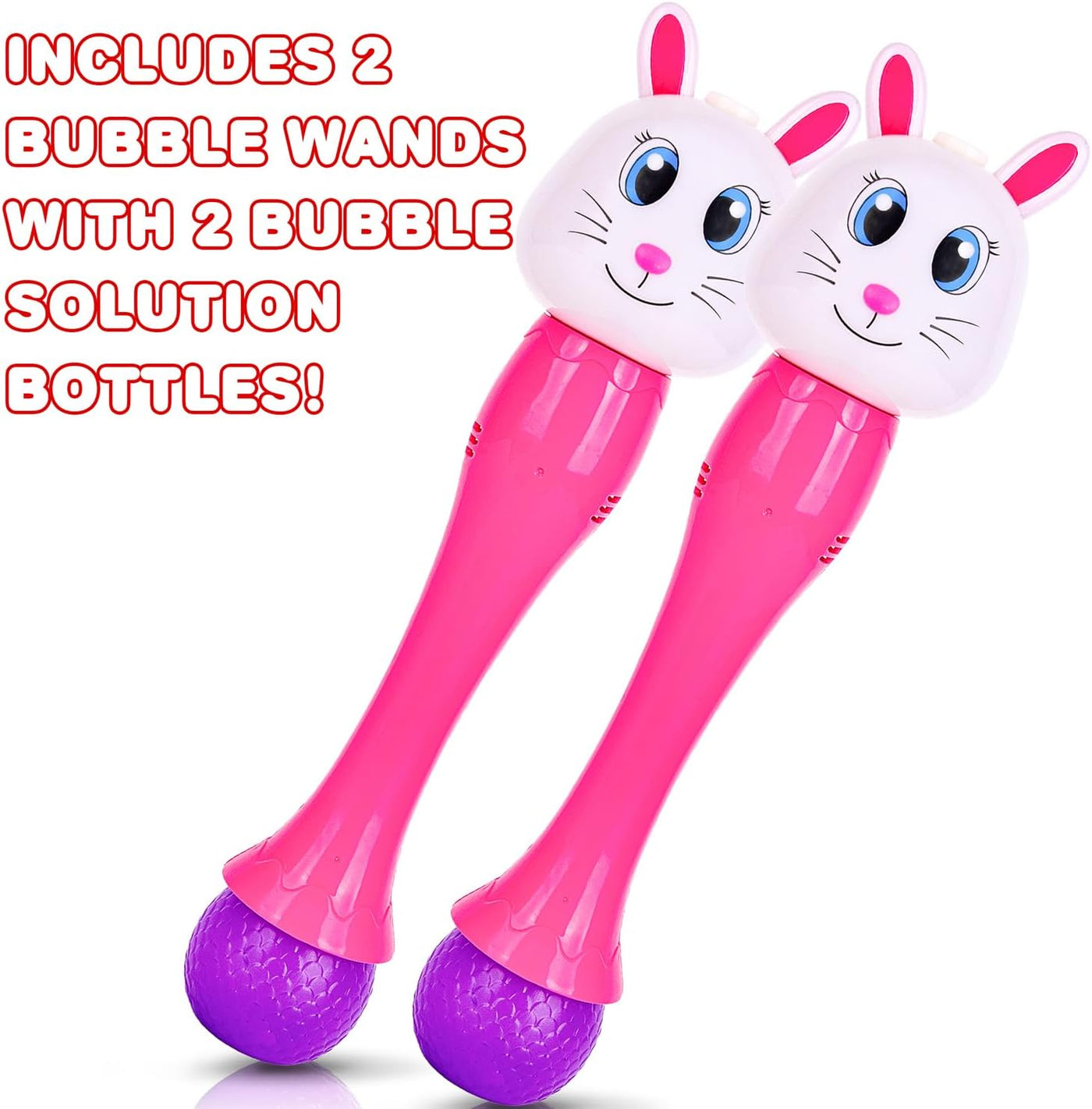 Light Up Bunny Easter Bubble Wands - Set of 2 Bunny Bubble Wands - 14 Inch Illuminating Blower with Thrilling LED & Sound Effect
