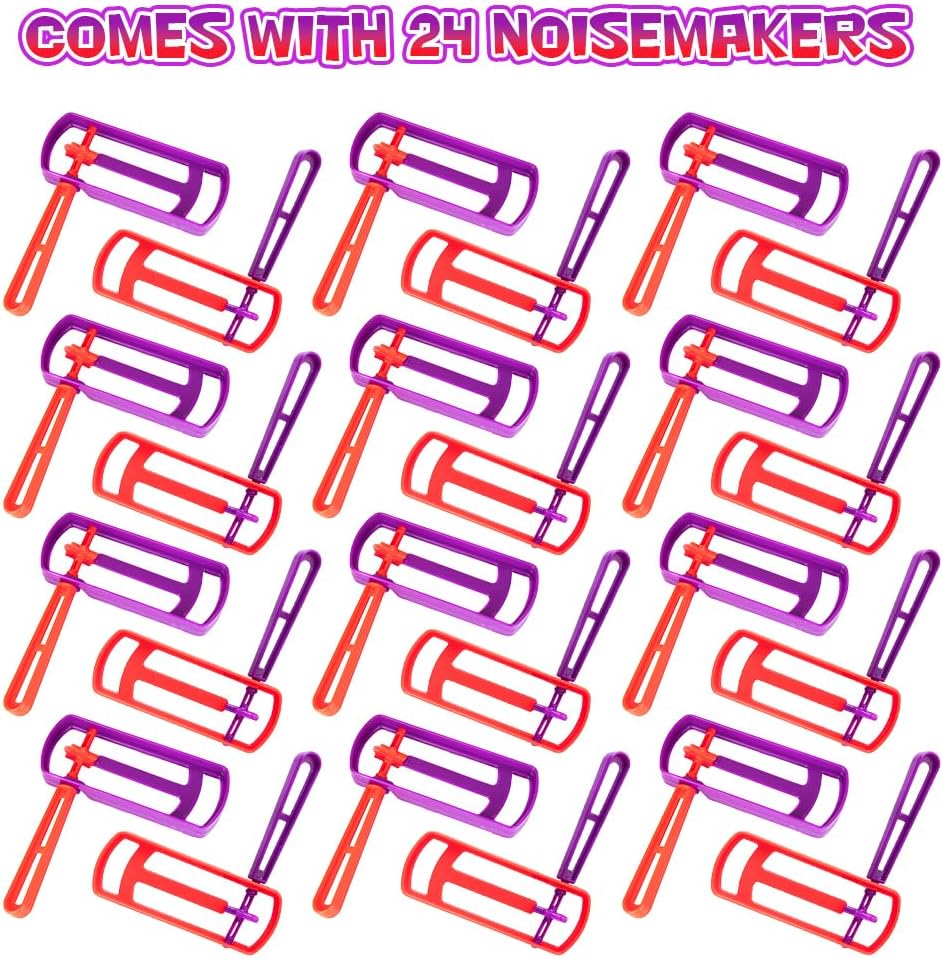 Spinning Ratchet Noisemaker Toys - Set of 24 - Party Noise Makers for Kids