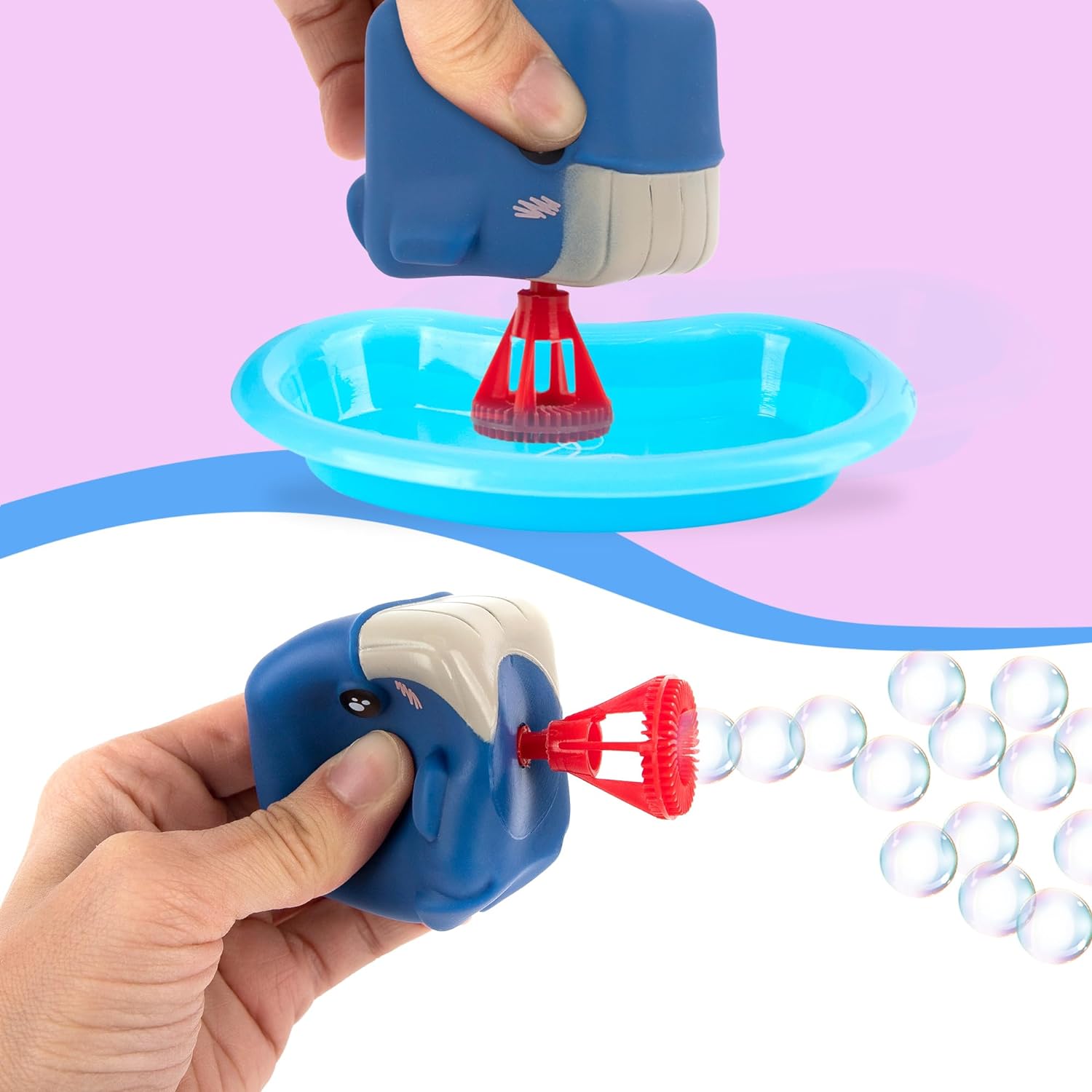 ArtCreativity Bubble Blowing Animals for Kids - Set of 3 - Animal Bubble Toys with 2 Bottles of Bubble Solution and Dipping Tray