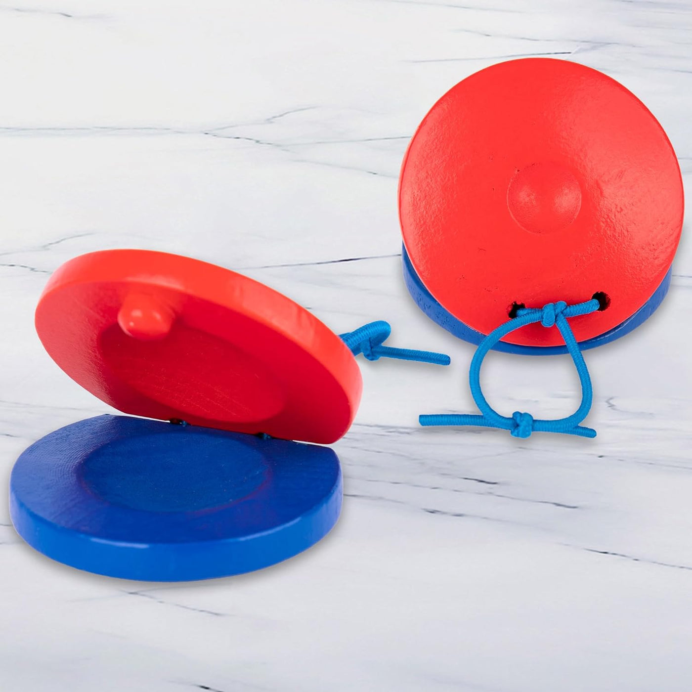 Wooden Finger Castanets for Kids - Set of 8 - Music Toys for Kids with Stretchy String for Easy Holding