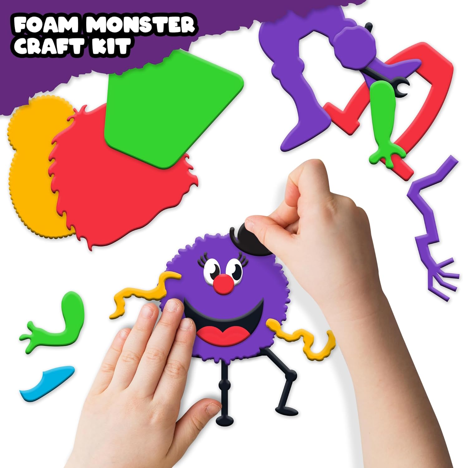 DIY Halloween Foam Monster Craft Kit - 12 Sets - Mess-Free Halloween Craft Kits