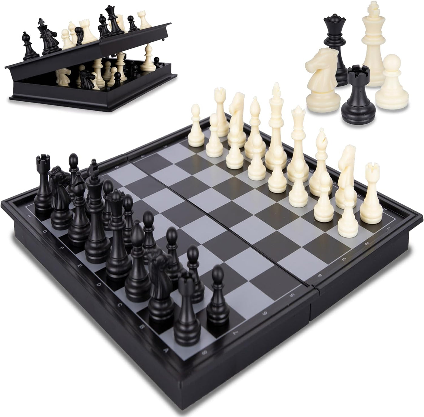 Magnetic Travel Chess Game, Foldable Portable Chess Board Game for Kids