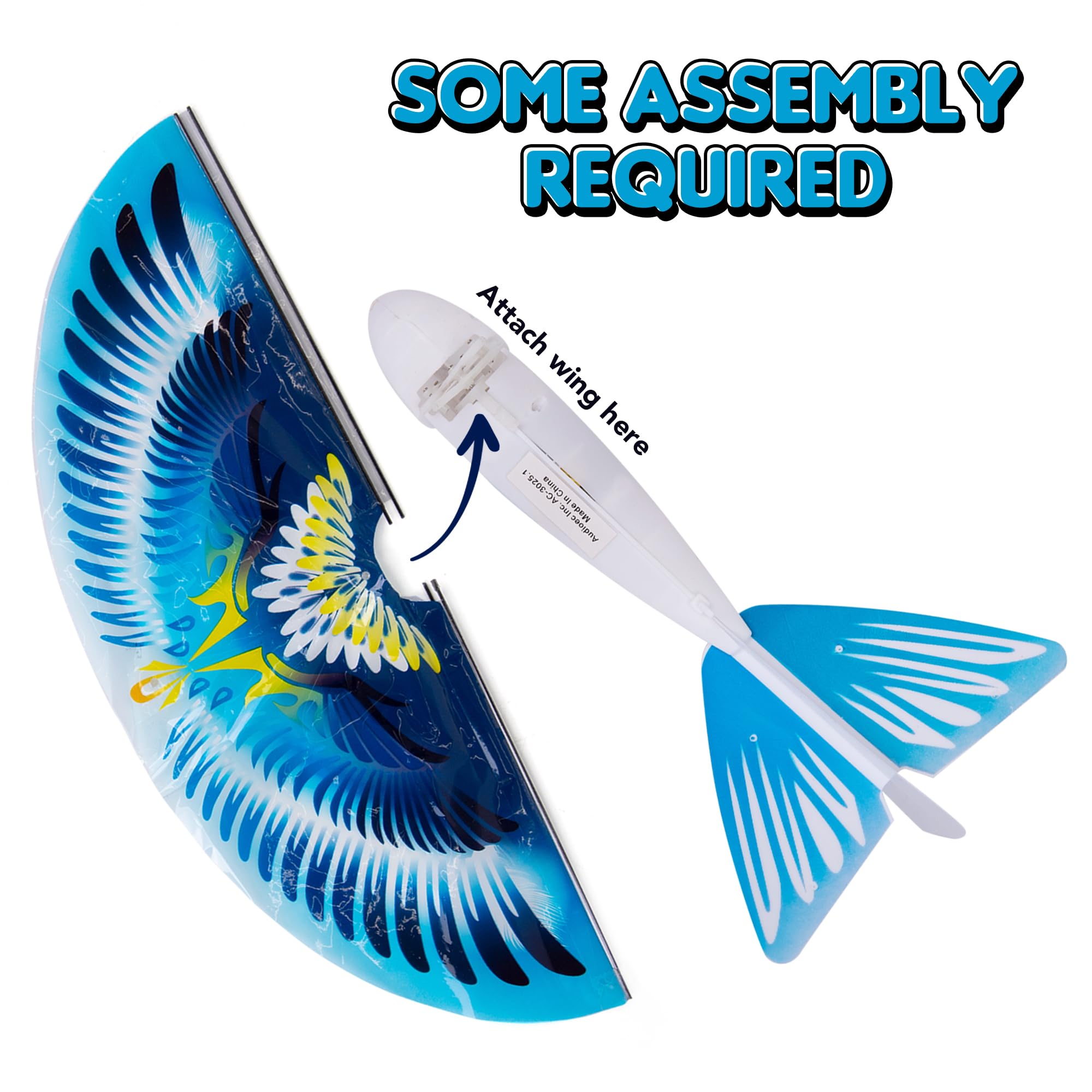 Electric Flying Bird Toy with Lights - Rechargeable Flying Toy Bird for Kids - Flaps Wings to Fly High and Fast -  Ages 3 4 5