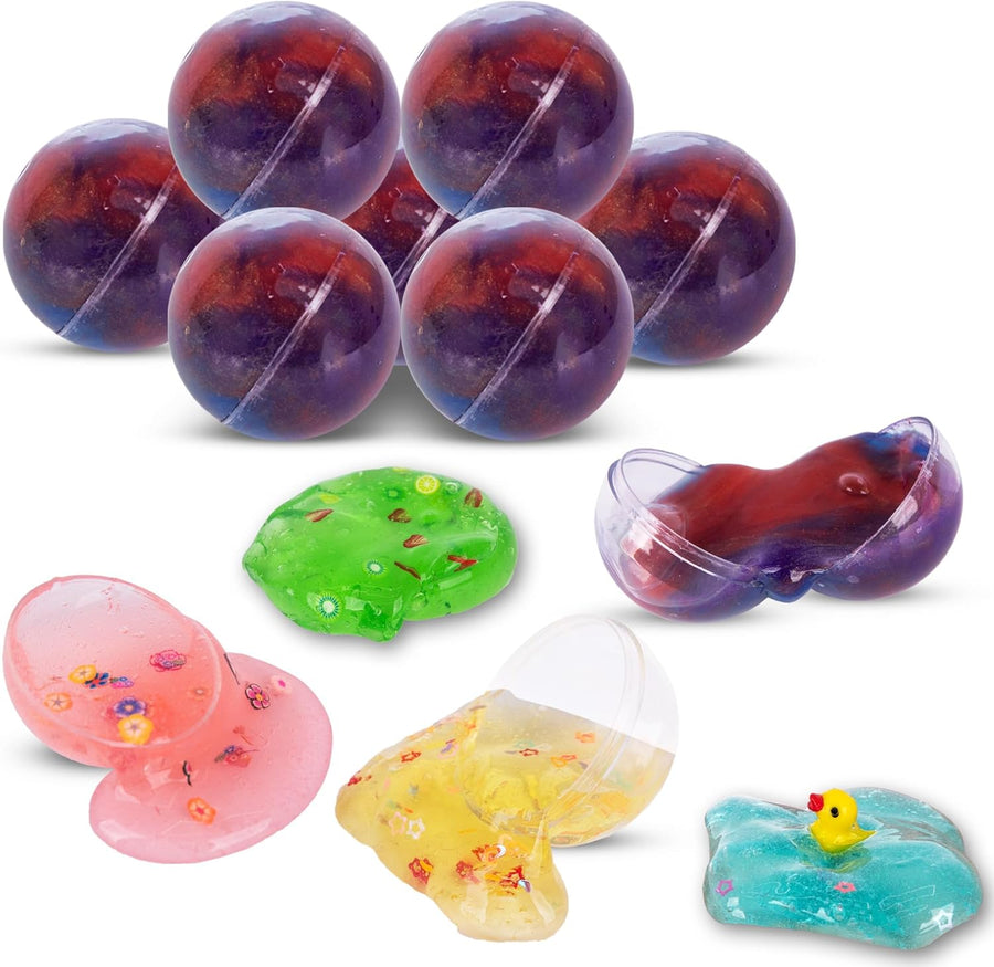 Galaxy Slime Toys for Kids, Set of 12 Slime Party Favors for Kids - Includes 8 Galaxy and 4 Clear Slime Balls with Charms Inside