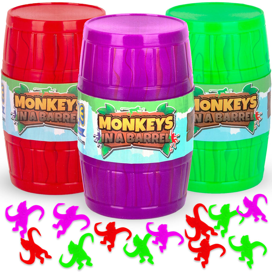 Barrel of Monkeys Game - 3 Barrels with 30 Monkeys Each - Monkeys in a Barrel Game for Family Night - Retro Games for Ages 6 7 8 9