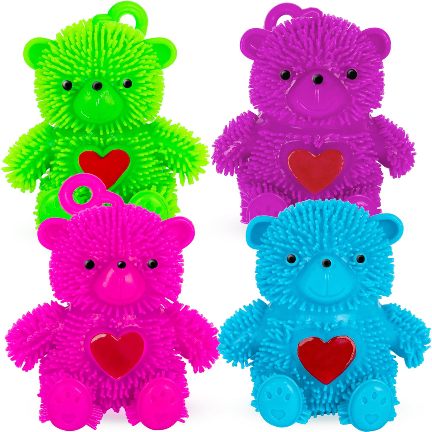 Puffer Bear Squeeze Toys - Set of 4 - Bear Water Squeeze Toys in Assorted Colors