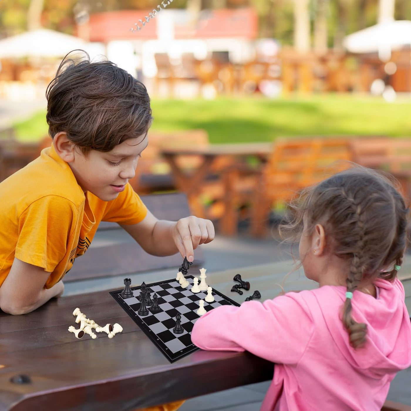 Magnetic Travel Chess Game, Foldable Portable Chess Board Game for Kids