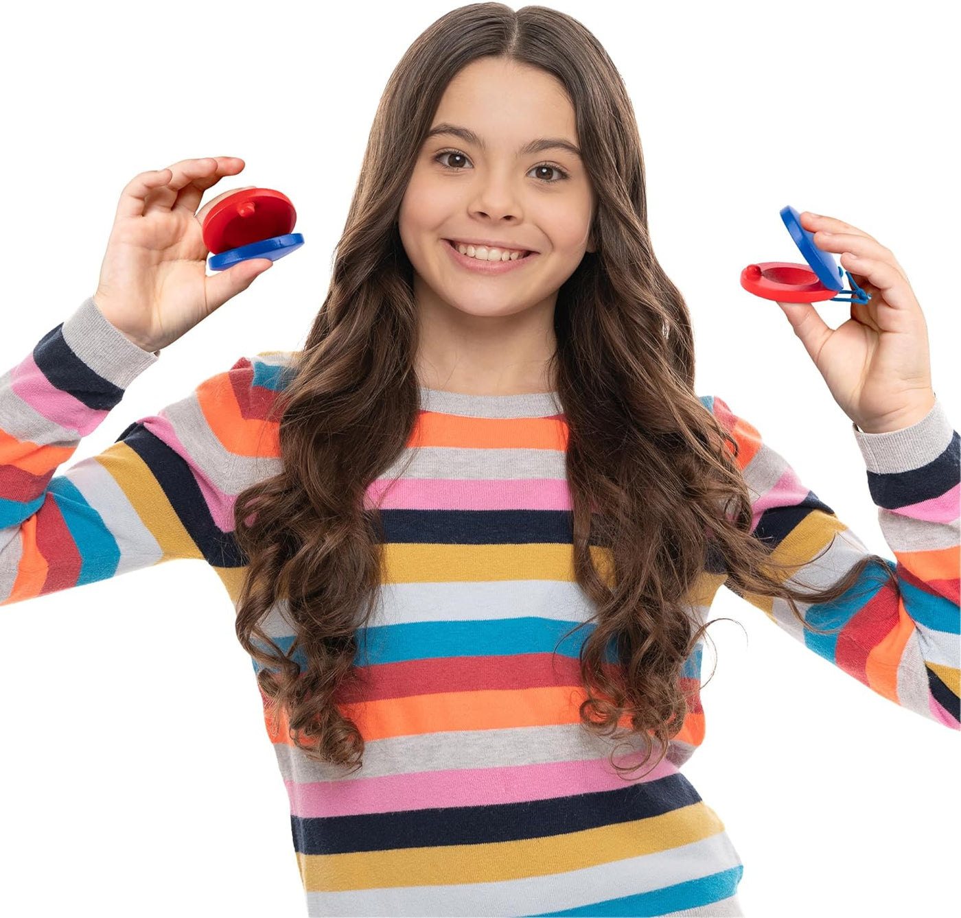 Wooden Finger Castanets for Kids - Set of 8 - Music Toys for Kids with Stretchy String for Easy Holding