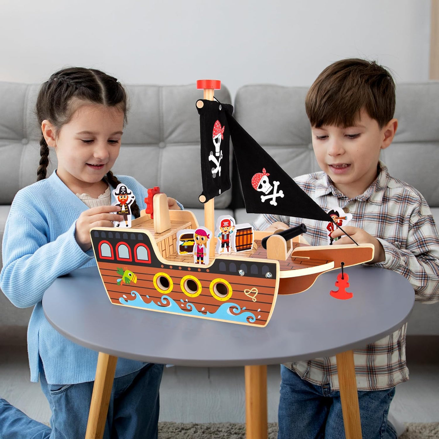  ArtCreativity Wooden Pirate Ship Toy Set for Kids