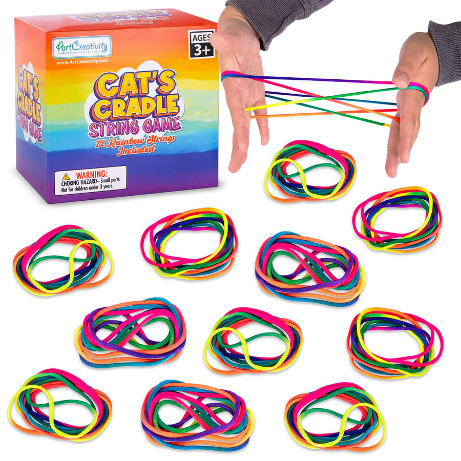 Cat’s Cradle String Game for Kids - Set of 12 Strings for Cats Cradle - Looped 63 Inch Strings for Cats Cradle Game