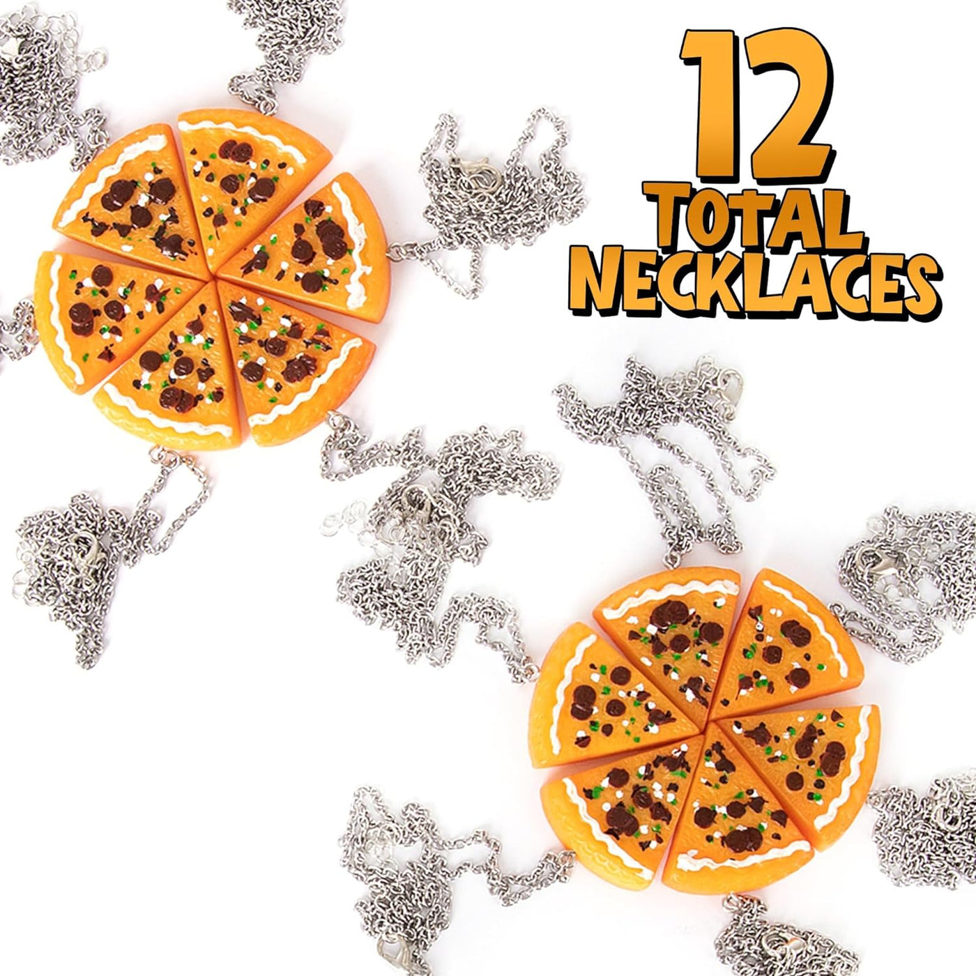 Pizza Slice Necklaces for Kids - Set of 12 - Best Friend Necklace Set with Adjustable Length