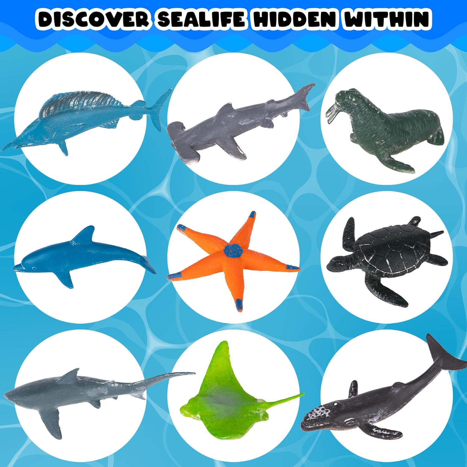 Ocean Animals Toys Excavation Kit - 12 Seashells and 12 Excavation Tools - Includes 12 Different Sea Animal Toys
