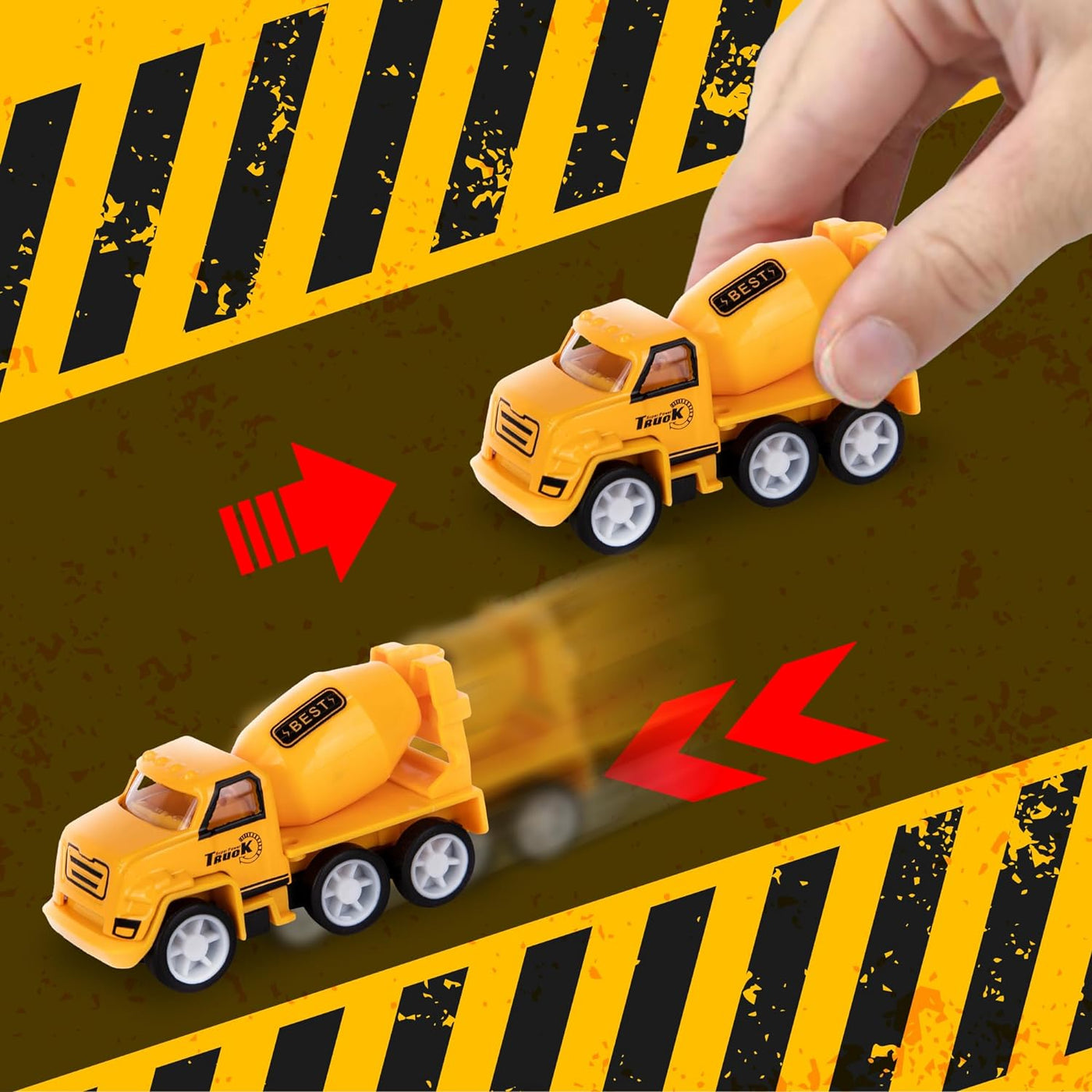 Pullback Mini Construction Vehicles for Kids, Construction Truck Toy Set, 8 Small Construction Trucks (2.5") with Pullback Mechanism, 8 Different Vehicles