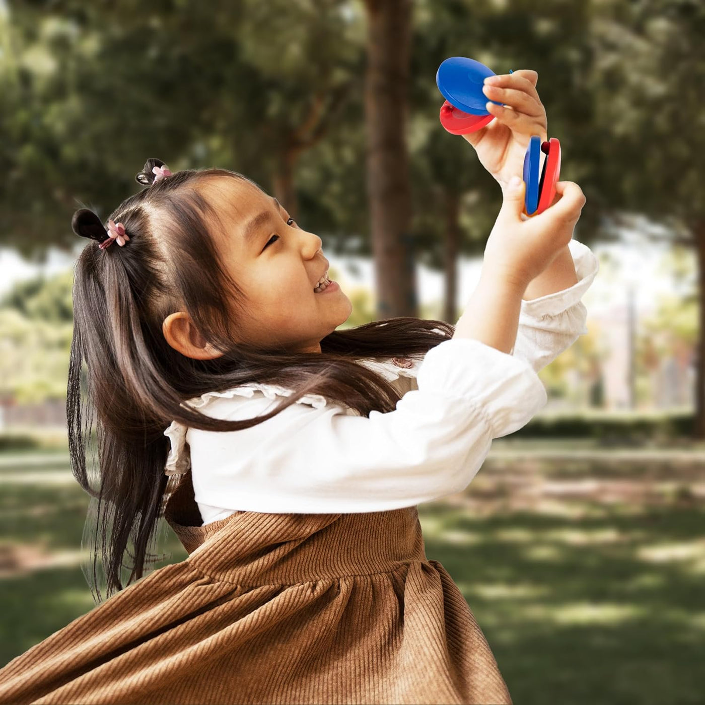 Wooden Finger Castanets for Kids - Set of 8 - Music Toys for Kids with Stretchy String for Easy Holding