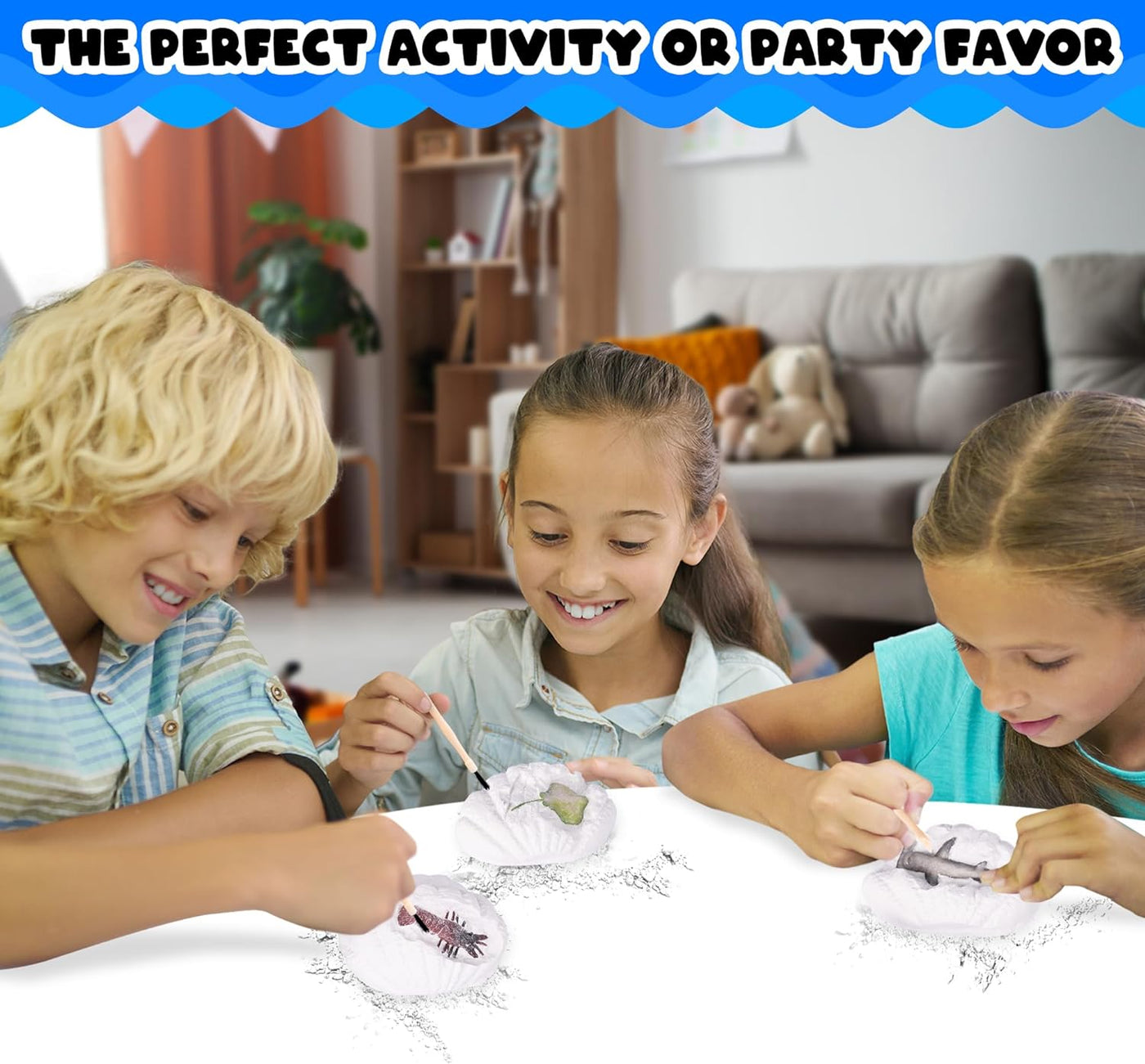 Ocean Animals Toys Excavation Kit - 12 Seashells and 12 Excavation Tools - Includes 12 Different Sea Animal Toys