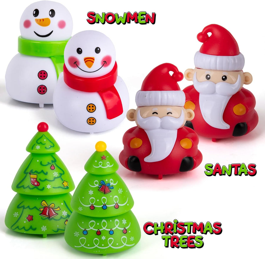 Christmas Pull Back Cars - Set of 6 Pull Back Cars - Pull Back Toys for Kids in Xmas Designs