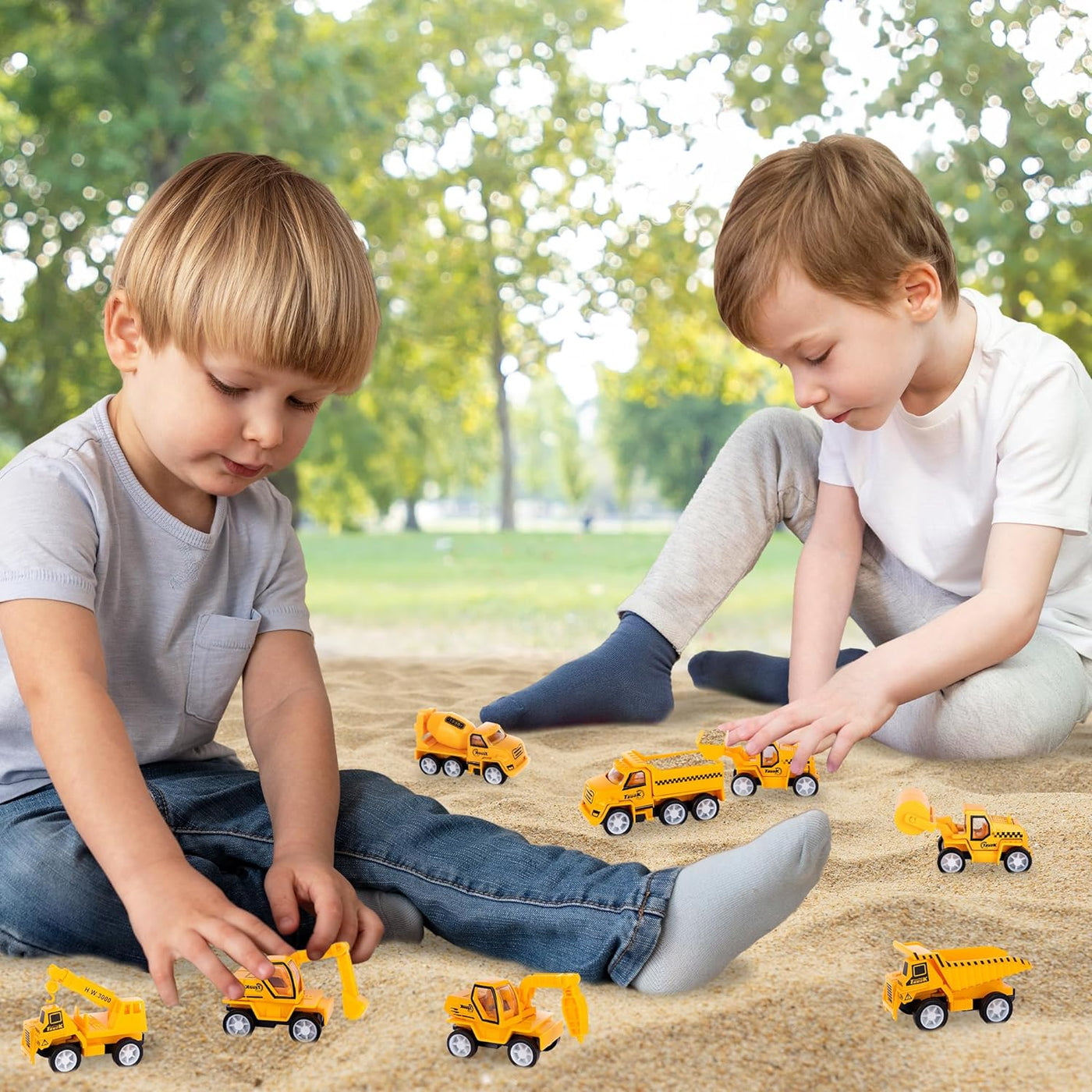 Pullback Mini Construction Vehicles for Kids, Construction Truck Toy Set, 8 Small Construction Trucks (2.5") with Pullback Mechanism, 8 Different Vehicles