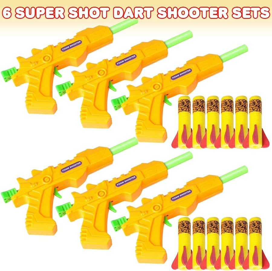 Super Shot Dart Shooter, Set of 6, Each Set with 1 Blaster Gun and 6 Foam Darts, Cool Shooting Toys for Kids, Fun Toys for Outdoors, Indoors, Yard, Camping, Best Birthday Gift Idea