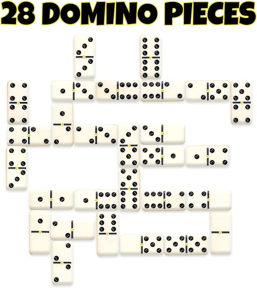 Gamie Double Six Dominoes Set in Faux Leather Case, 28 Dominos Tiles for Kids, Fun Educational Toy Classroom Kit, Classic Set of Dominoes for Game Night or Travel in Gift Box