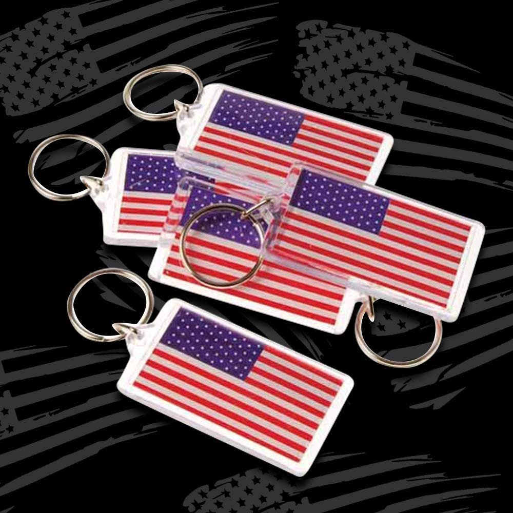 Set of 12 American Flag Keychains, 4th of July Party Favors, Double Sided USA Flag Key Chains for Independence, Memorial, and Veterans Day, Red, White, and Blue Patriotic Accessories