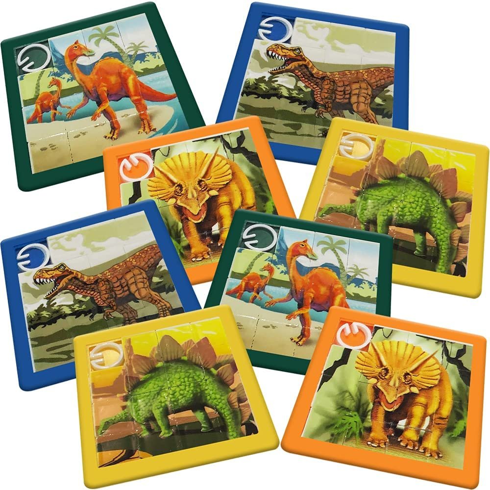ArtCreativity Dinosaur Slide Puzzles for Kids, Set of 8, Dinosaur Puzzle Set with Assorted Styles, Dino Toys for Boys and Girls, Dinosaur Party Favors and Kids’ Road Trip Toys
