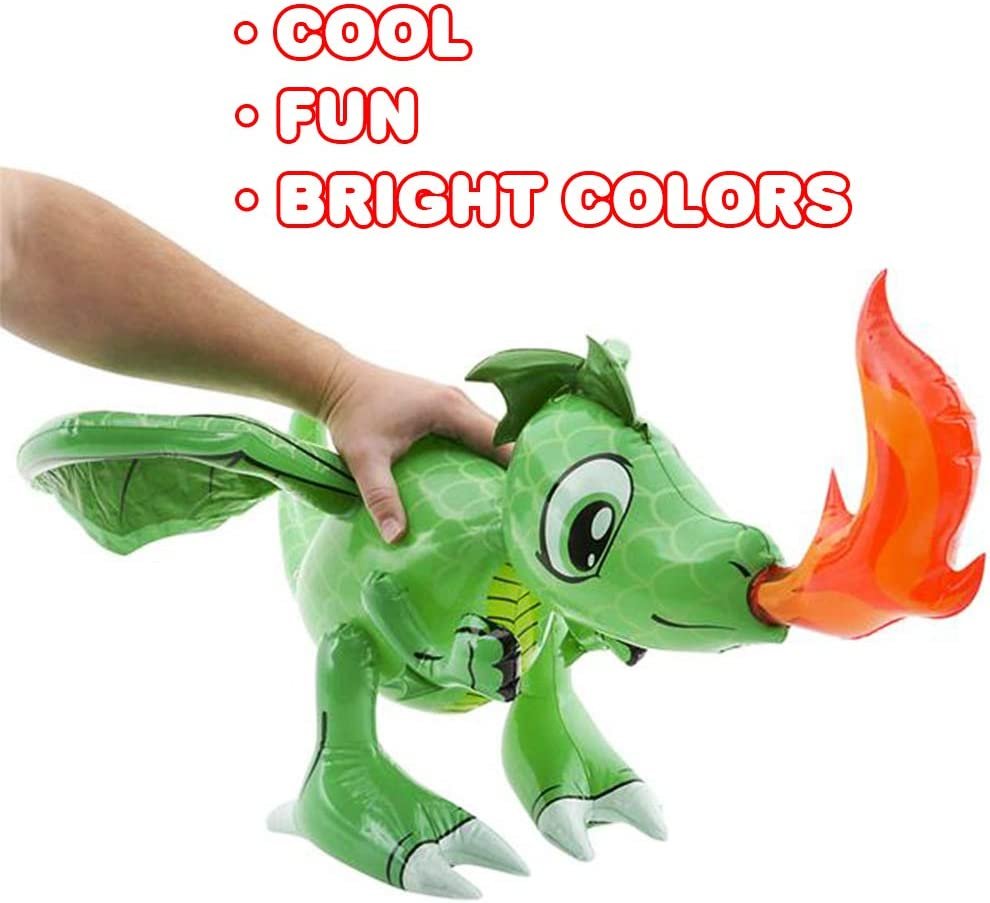Free Standing Dragon Inflates with Red / Orange Flames, for Kids Age 3+, Set of 3 Perfect for Birthdays, Medieval Themed Party, Pool Parties, Carnival or Prize & Teachers’ Award