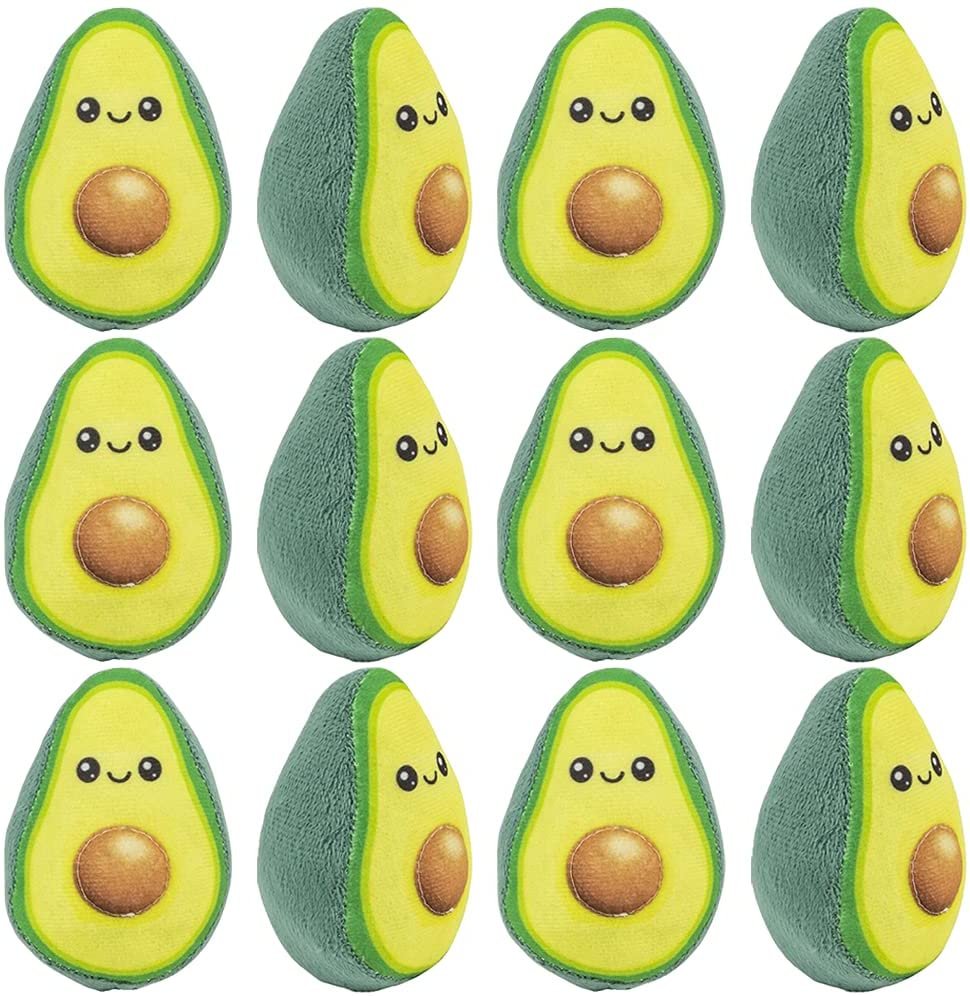 Mini Plush Avocados for Kids, Set of 12, Soft Stuffed Avocado Toys, Cute Party Supplies, Party Decorations, Snack Party Favors, Easter Basket Stuffers, Goodie Bag Fillers