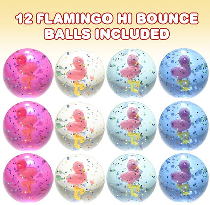 ArtCreativity Flamingo High Bounce Balls, Set of 12, Balls for Kids with 3D Flamingo Inside, Outdoor Toys for Encouraging Active Play, Tropical Party Favors and Pinata Stuffers for Boys and Girls