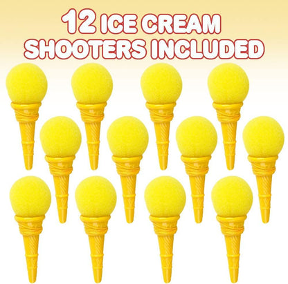 ArtCreativity Mini Ice Cream Shooters - Pack of 12-4 Inch Classic Yellow Icecream Cone Foam Ball Launchers, Birthday Party Favors for Kids, Piñata and Goody Bag Fillers, Carnival Prize