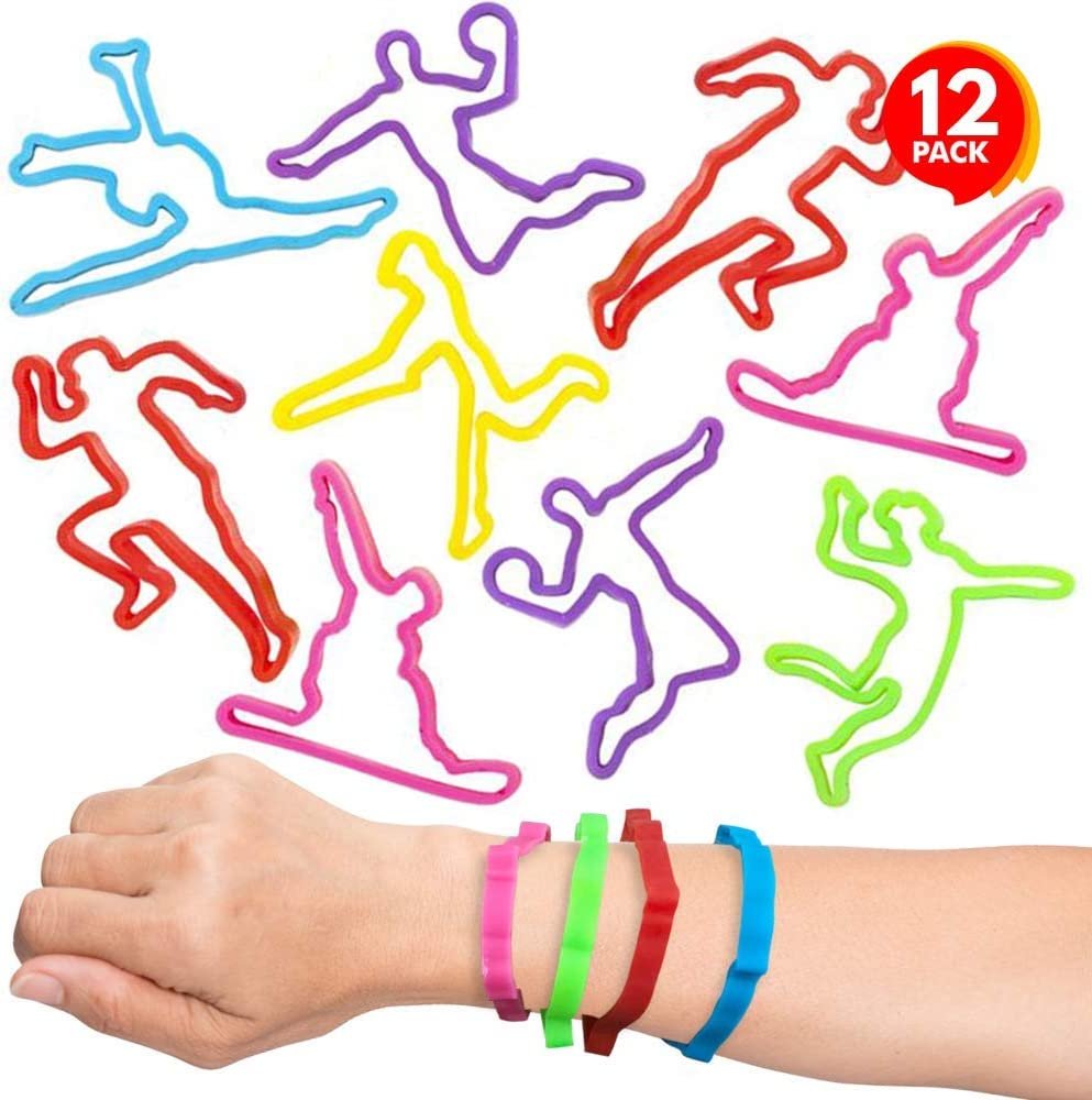 ArtCreativity Sports Stretch Bands, Set of 12, Sports Silly Bands Bracelets for Boys and Girls with Sporty Shapes, Sports Themed Party Favors for Kids, Fun Goodie Bag Filler and Classroom Prizes…