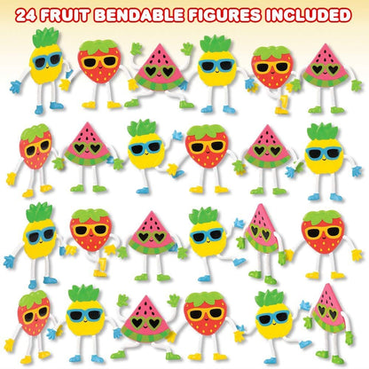 ArtCreativity Cool Fruit Bendable Figures, Set of 24 Novelty Fruit Shaped Bendy Figurines, Stress Relief Fidget Toys, Birthday Party Favors, Goodie Bag Stuffers, Piñata Fillers for Kids