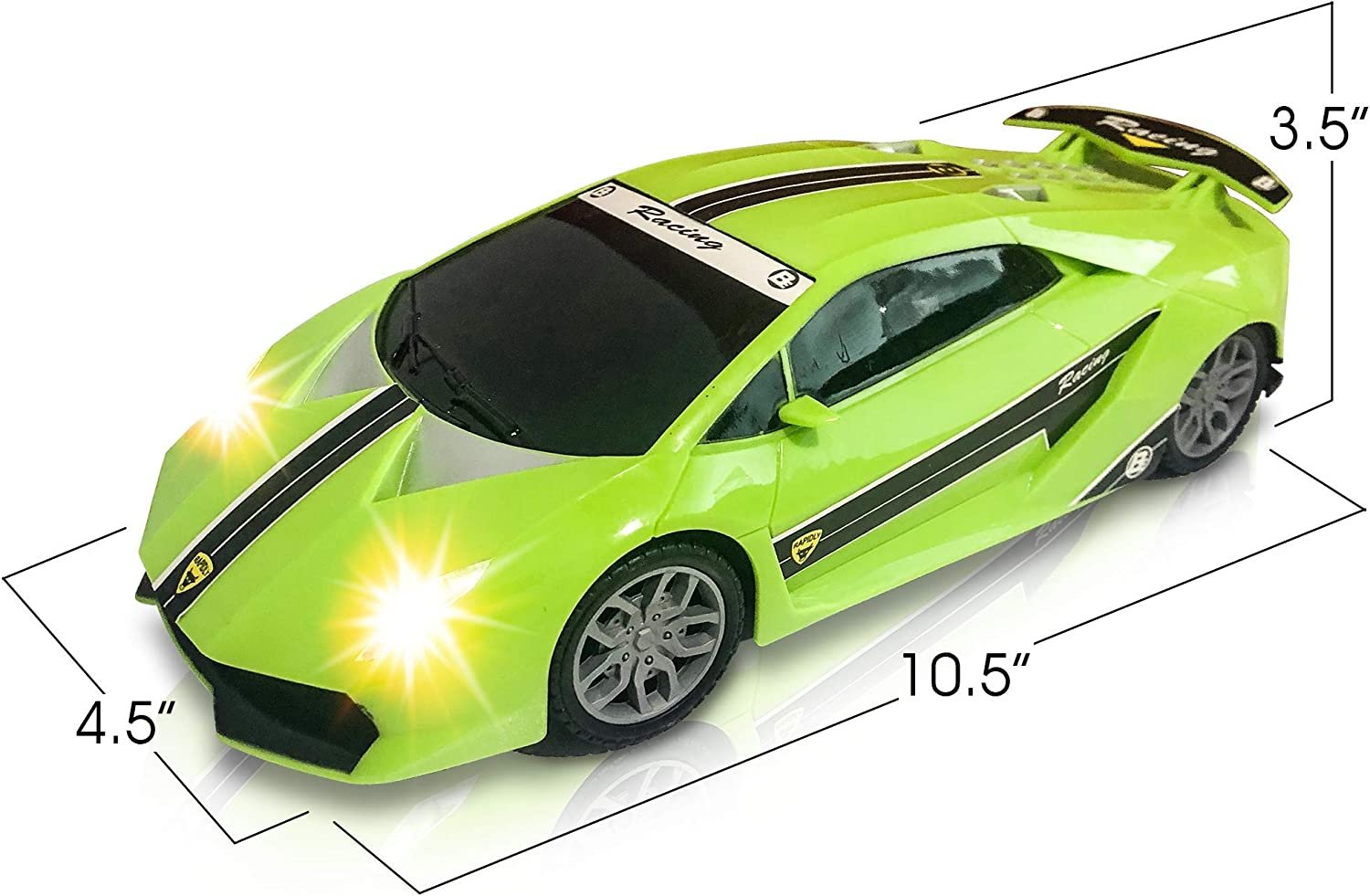 Green Racer Car with Lights and Sounds, Light-Up Push n Go Racer Car for Kids, LED Headlights and Engine Sound, Best Birthday Gift for Boys, Girls, Toddlers Ages 3+