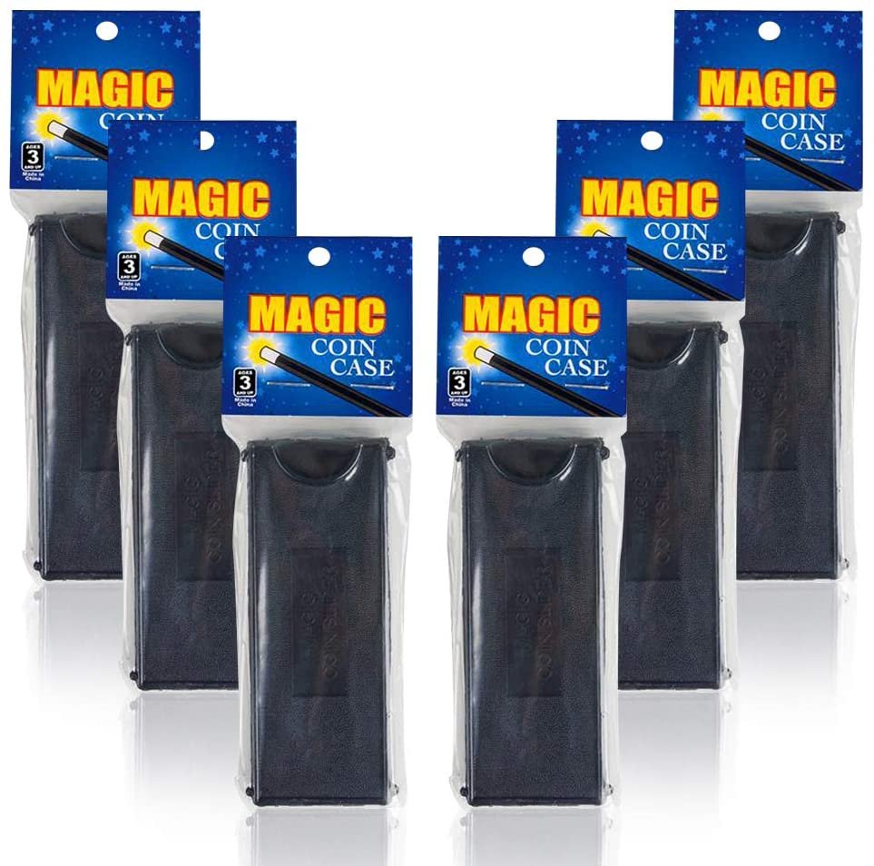 Coin Trick Magic Slider Cases, Set of 6, Magic Toys and Party Favors for Kids, Magician Props for Boys and Girls, Fun Goodie Bag Fillers, Prank and Gag Toys for Children