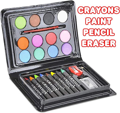 ArtCreativity Mini Art Sets for Kids - Pack of 12-23-Piece Kits with Watercolors, Crayons, Paint Brush and More - Fun Art Supplies, Party Favors for Girls and Boys, Goody Bag Fillers, Carnival Prize