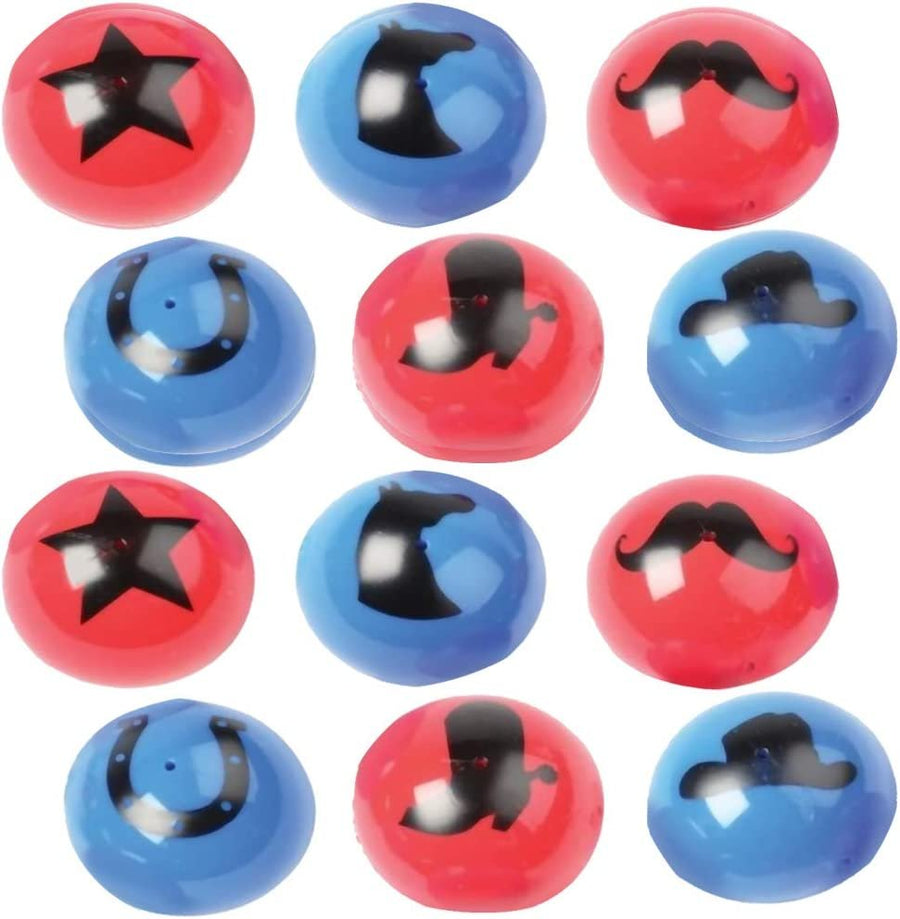 Western Poppers, Set of 12, Pop-Up Half Ball Toys in Assorted Colors and Designs, Old School Retro 90s Toys for Kids, Birthday Party Favors, Goodie Bag Fillers for Boys and Girls