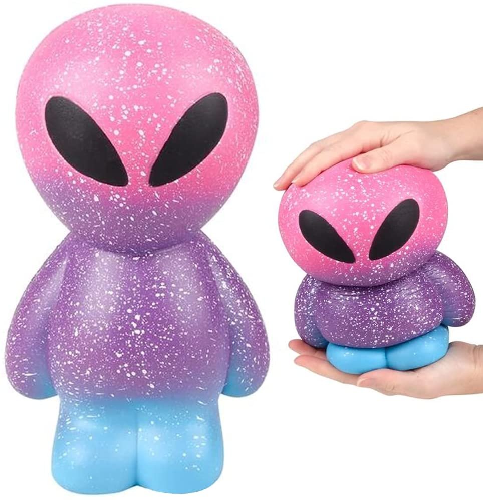 Jumbo Squish Galaxy Alien, 1 pc, Scented Squeeze Toy for Kids with Slow Rising Foam, Stress Relief Toy for Children and Adults, Unique Outer Space Party Decoration, 10.25"es