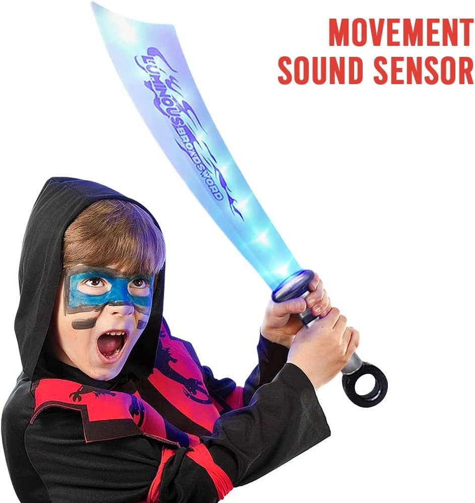 Light Up Toy Swords for Kids Extendable with Movement Sound Sensor, Set of 2, LED Toy Swords for Boys, Ninja Swords for Kids, Batteries Included, Ninja Kids Toys, Gift for Kids 3 and Up