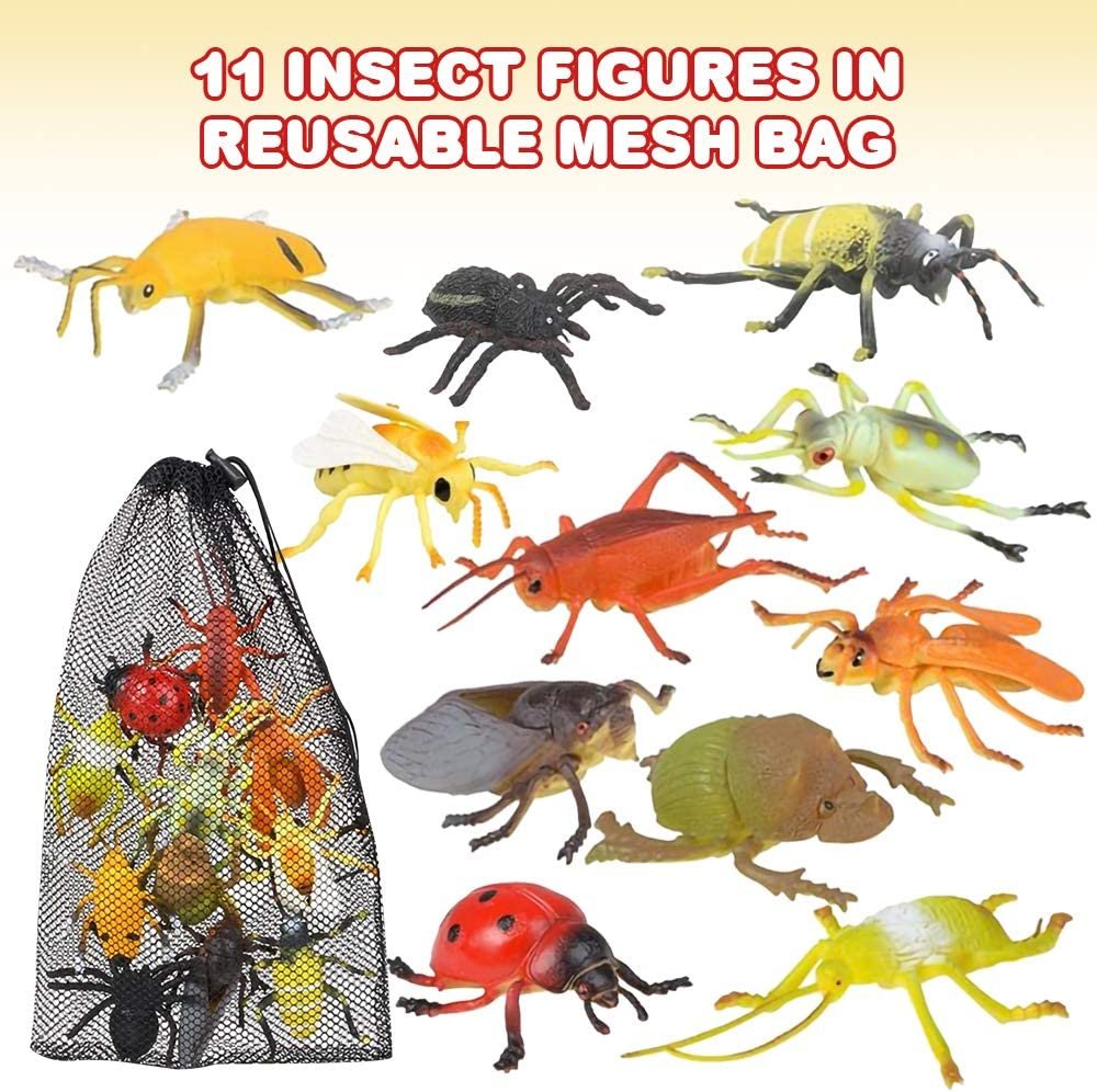 ArtCreativity Insect Figures Assortment in Mesh Bag, Pack of 11