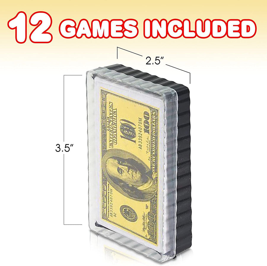 Gamie 100 Dollar Bill Playing Cards - Pack of 12 Decks - Individually Shrink Wrapped - Game Cards for Poker, Kids, Adults - Birthday Party Favor for Girls and Boys - Great Gift Idea