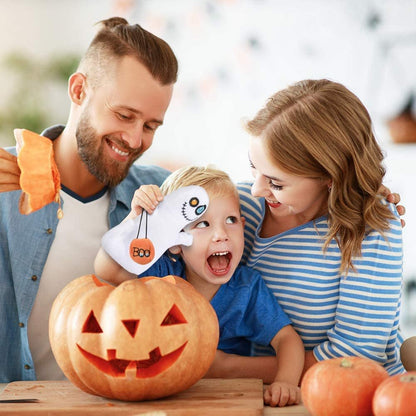 ArtCreativity Ghost Plush Halloween Toys, Set of 2, Soft Stuffed Toys with Colorful Eyes and Basket, Fun Halloween Party Favors for Kids, Great for Spooky Events, Photo Booth Props, and Decorations