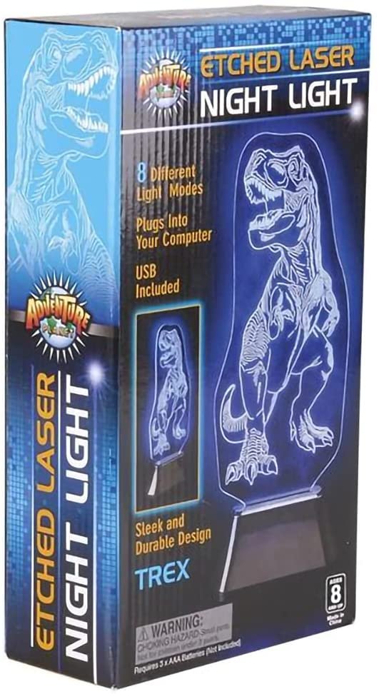 ArtCreativity 3D Laser T-Rex Light, 1PC, Dinosaur Lamp for Kids, Cool Nightlight for Boys and Girls, Multiple Light Modes, USB or Battery Powered Kids’ Bedside Lamp, Dinosaur Gift Idea
