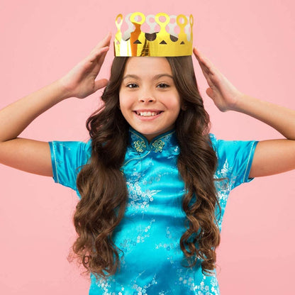 ArtCreativity Gold Foil Birthday Party Crowns for Kids, Bulk Pack of 24, Golden Paper Birthday Hats in 2 Fun Designs, Adjustable and Reusable, Royalty Party Decorations, Crown Party Supplies
