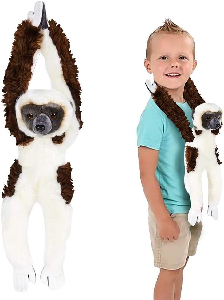 Hanging Sifaka Monkey Plush Toy, 18.5" Stuffed Monkey with Realistic Design, Soft and Huggable, Cute Nursery Decor, Best Birthday Gift for Boys and Girls