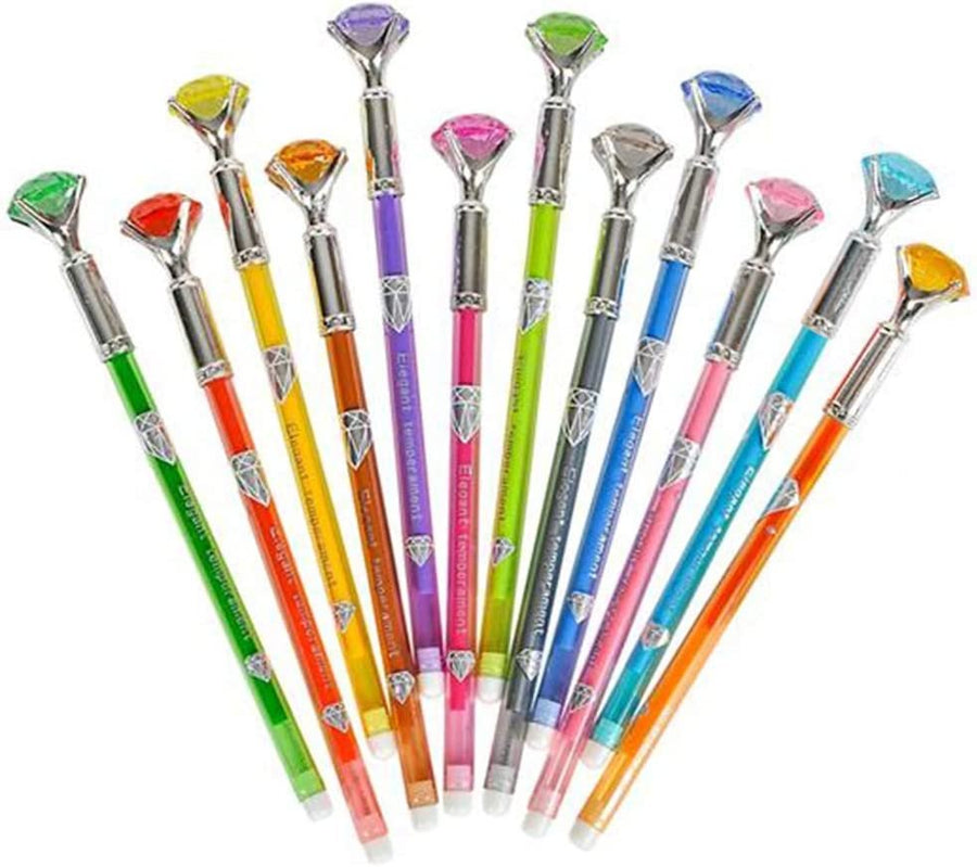 Diamond Gel Pens for Kids, Set of 24, Extra Fine Point Gel Pens for Drawing, Coloring, and Writing, 12 Vibrant Colors, Art Supplies for Kids, Stationery Party Favors