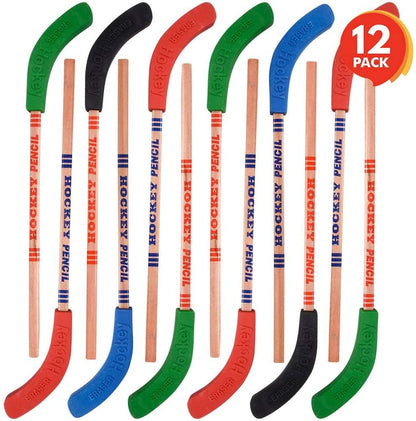 ArtCreativity Hockey Pencils for Kids and Adults - Set of 12 - Includes 9 Inch Pencils with Eraser Topper - Unique School Stationary Supplies - Birthday Party Favor for Boys and Girls, Classroom Prize