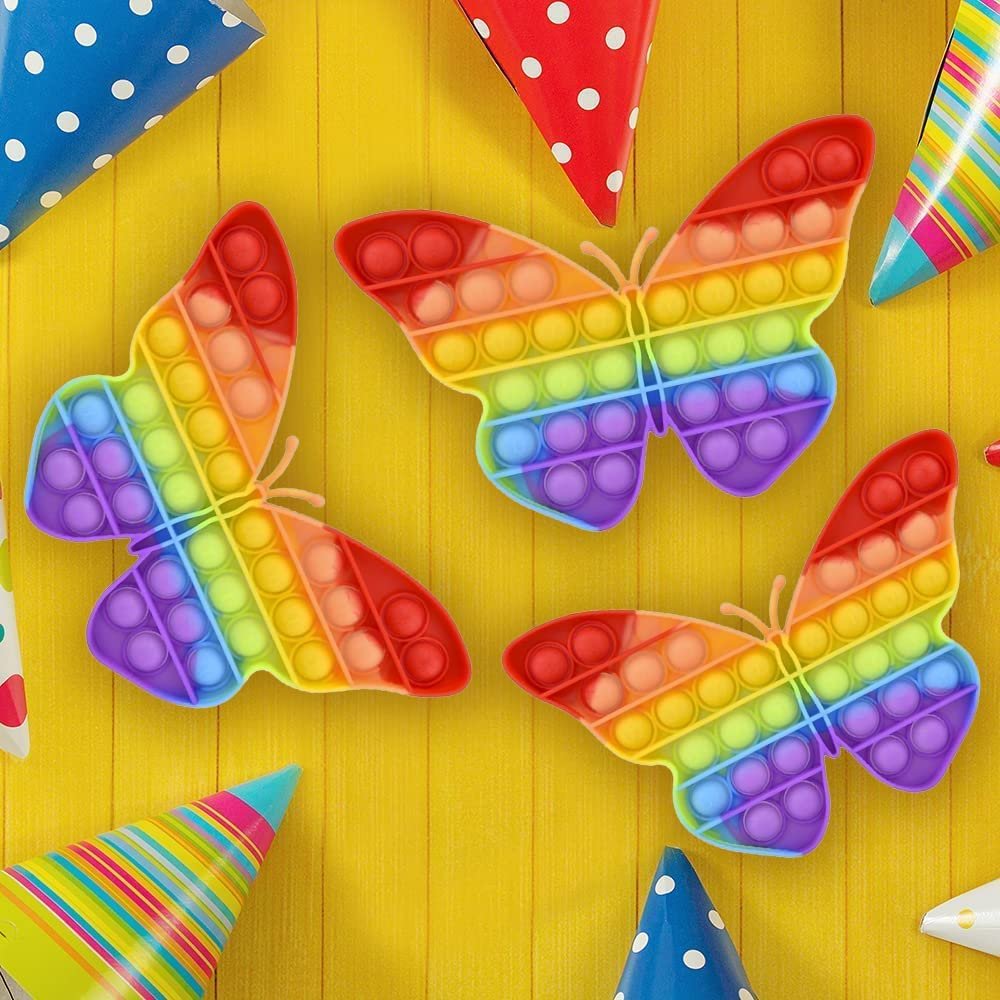 Rainbow Butterfly Bubble Poppers, Set of 4, Pop It Sensory Fidget