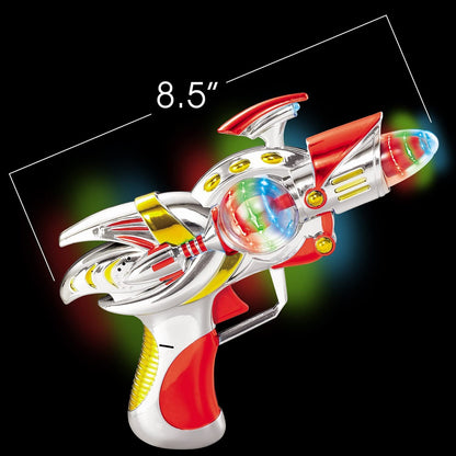 ArtCreativity Red Super Spinning Space Blaster Gun with Flashing LEDs and Sound Effects, Cool Futuristic Toy Gun with Batteries Included, Great Gift Idea for Kids